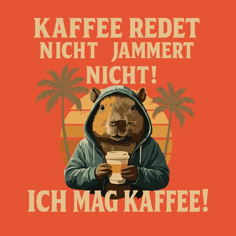 Capybara Kaffee Spruch Retro