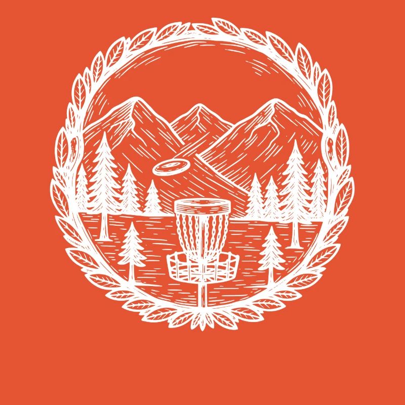 Disc Golf Mountain Scene Flying Disc Basket