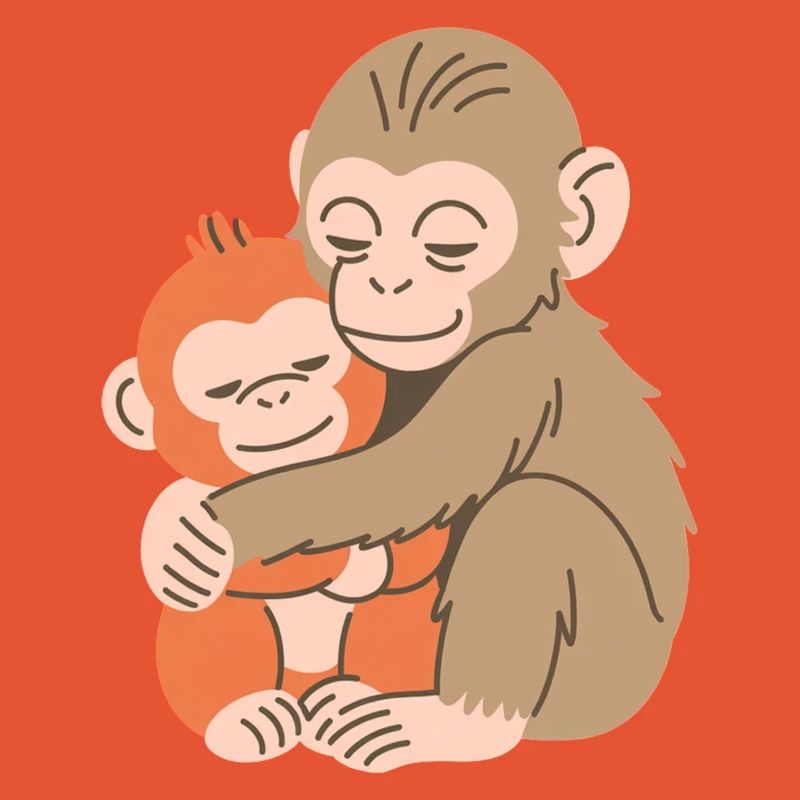 Hugging Monkey Duo