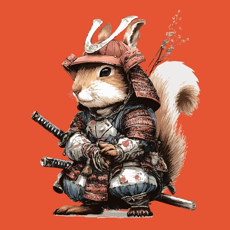 Eichhörnchen-Samurai in Rüstung
