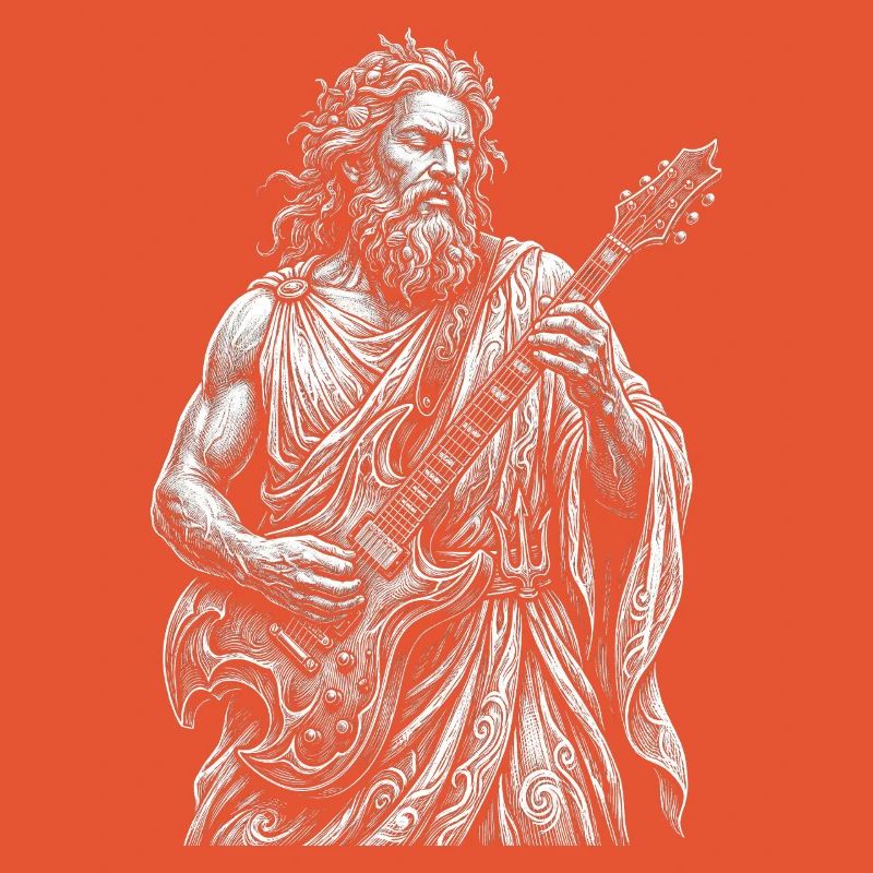 Poseidon plays guitar