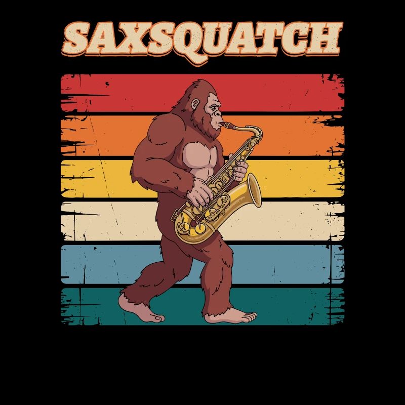 Sax Squatch sur des rayures rétro