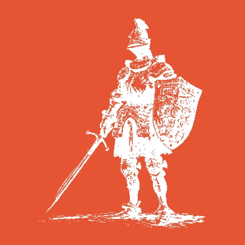 Knight Silhouette with Sword and Shield