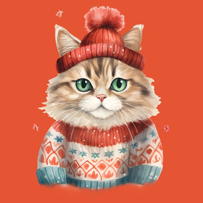 Winterkatze im Strickpullover
