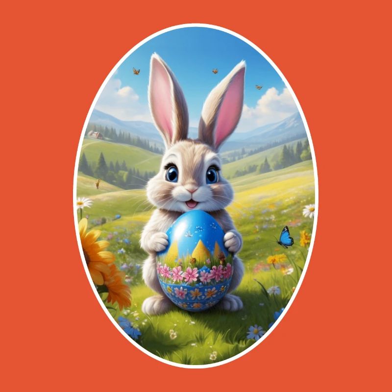Easter Bunny with Egg, Oval