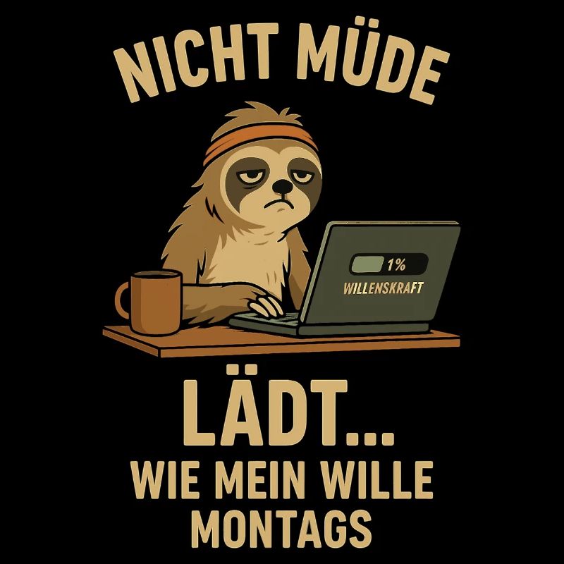 Faultier Spruch: Nicht müde, lädt montags