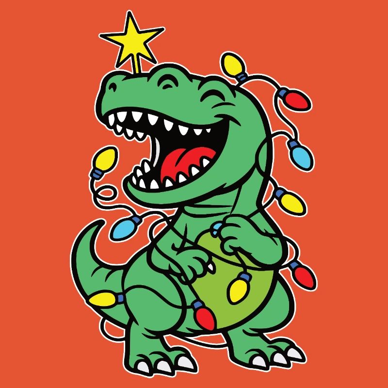 Stylish print with "Tree Rex" Dino Christmas tree