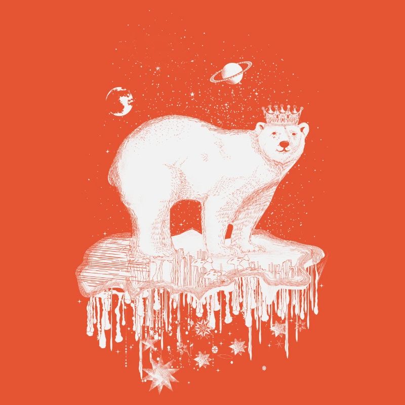 Eisbär mit Krone auf Eisscholle