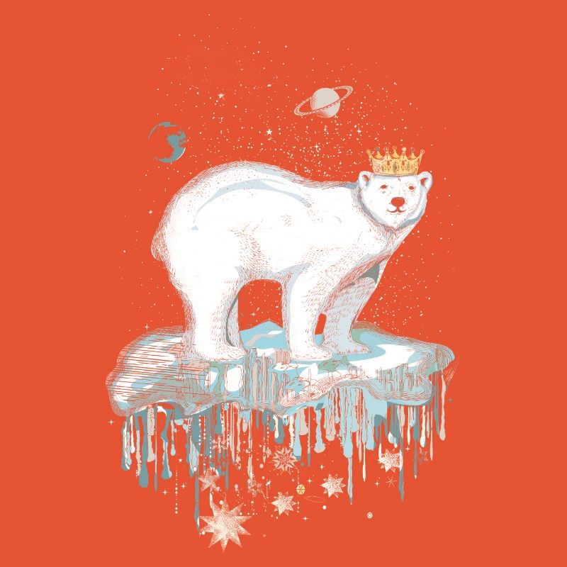 Majestätischer Eisbär mit Krone auf Eisscholle