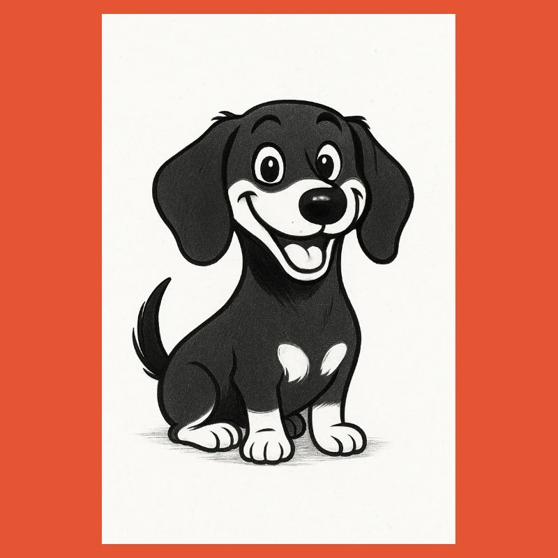 Happy dachshund black and white