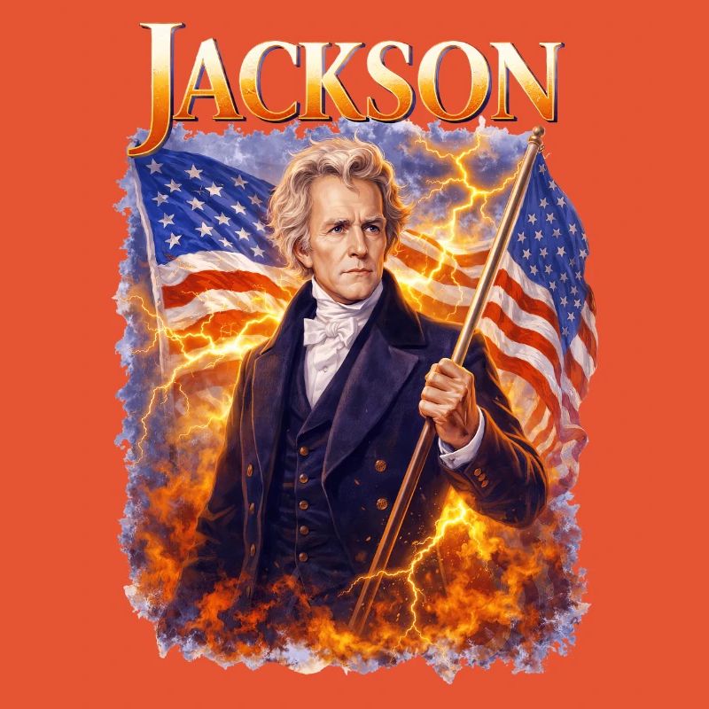 Le héros de la liberté de Jackson avec drapeau