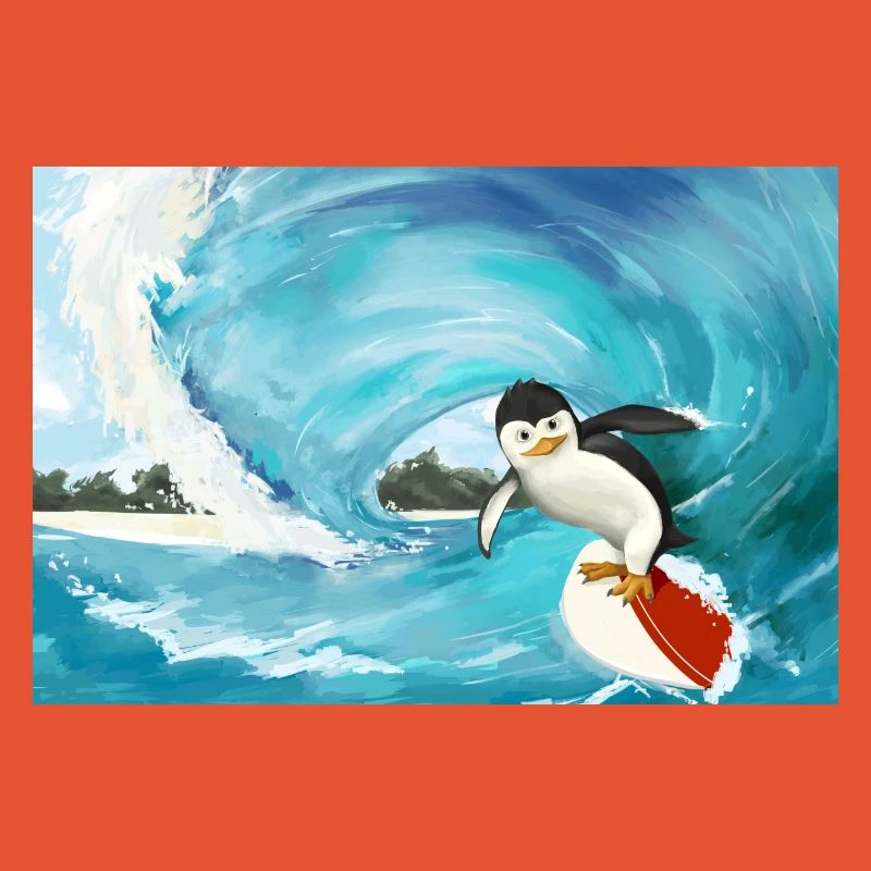 Affiche de pingouin de surf