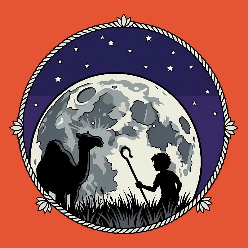 Moonlit Night Shepherd and Camel