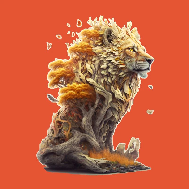 Löwe mit Savannen Elementen, Löwendesign