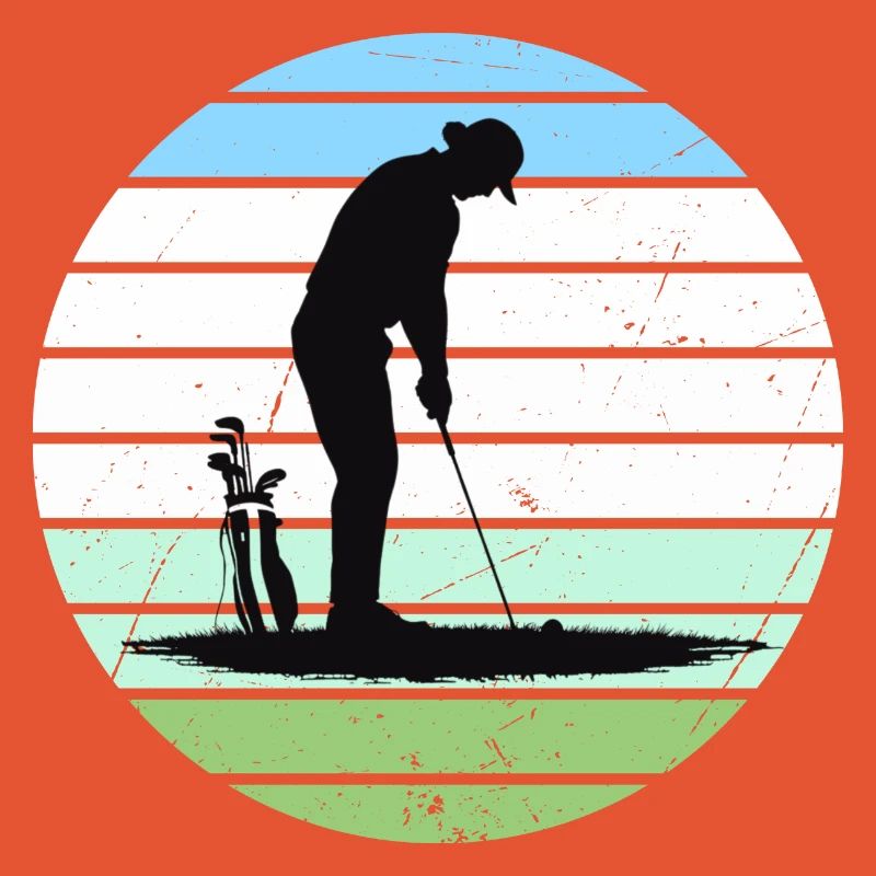Golf silhouette in pastel circle