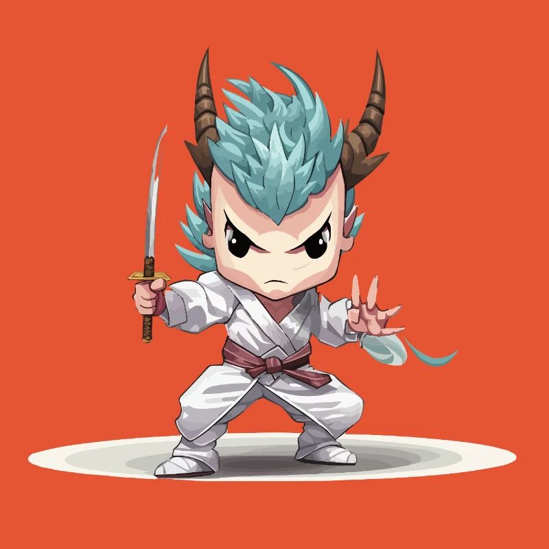 Guerrier Chibi avec Katana