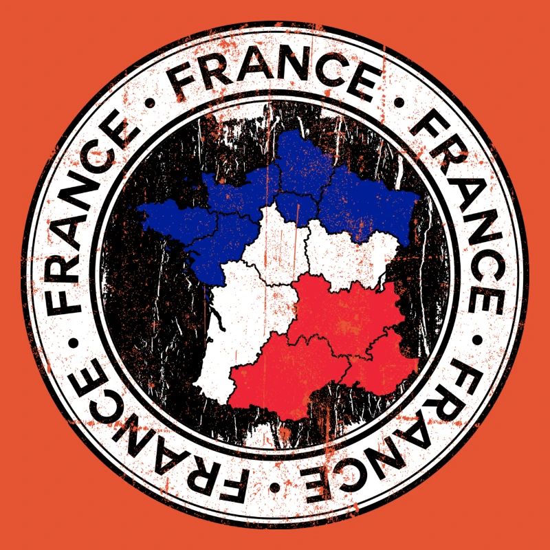 France Map Tricolor Circular Patch