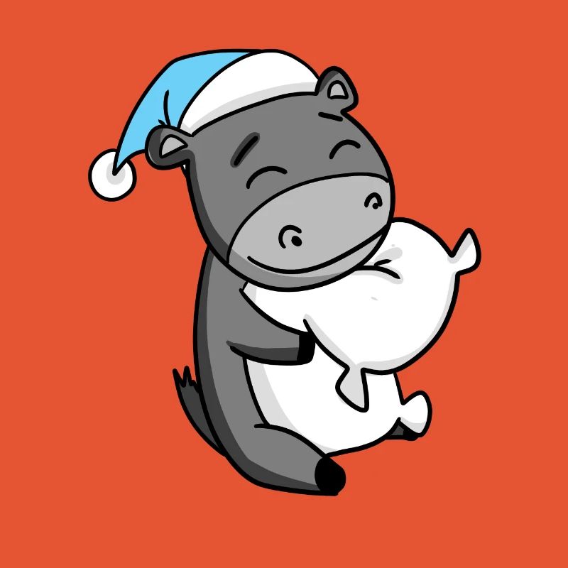 Donkey with pillow and sleeping cap
