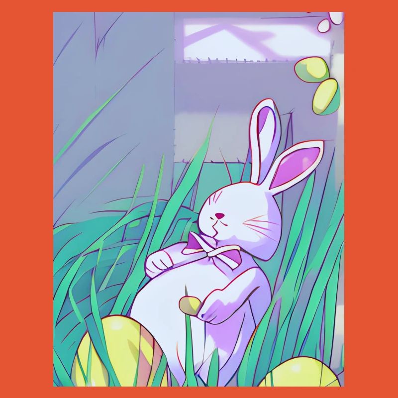 Pastel Easter Bunny in Spring Grass