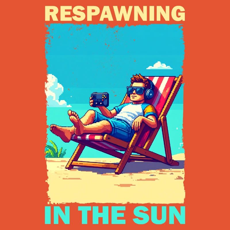 Pixel art plage jeunesse avec des éléments de jeu