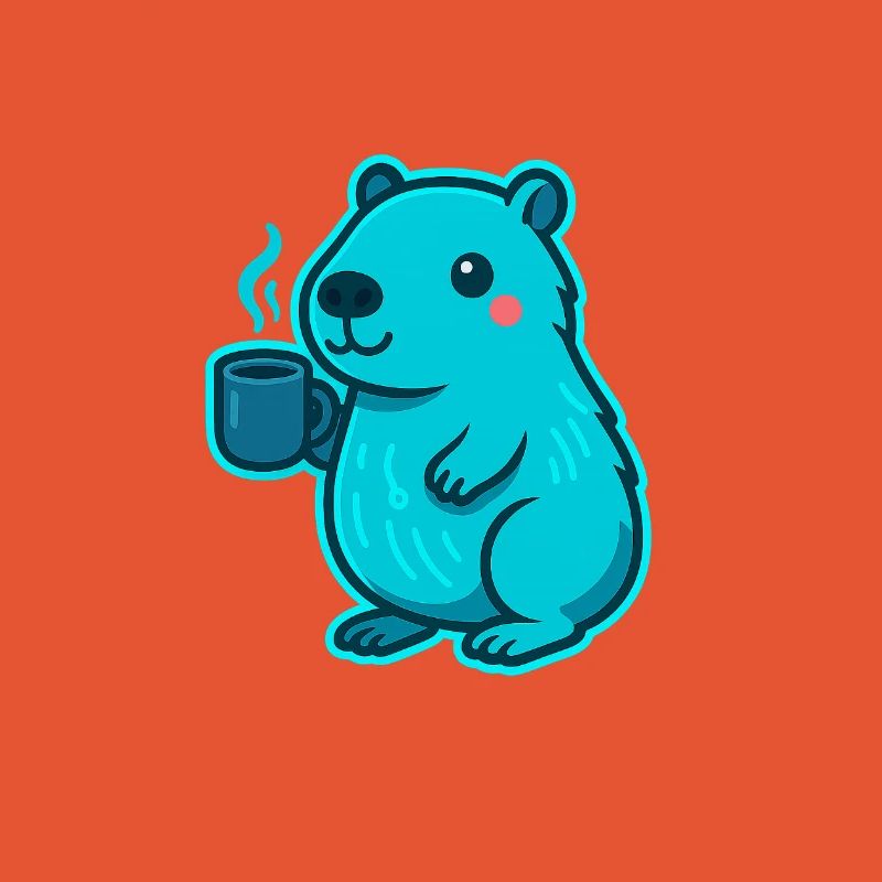 Capybara bleu avec café