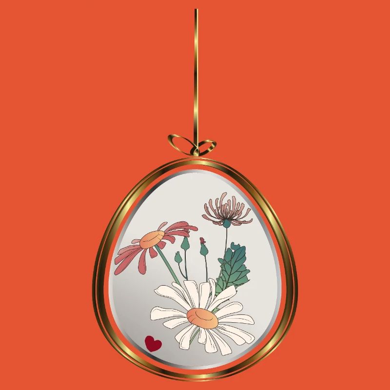 Pendentif fleur dans un cadre doré