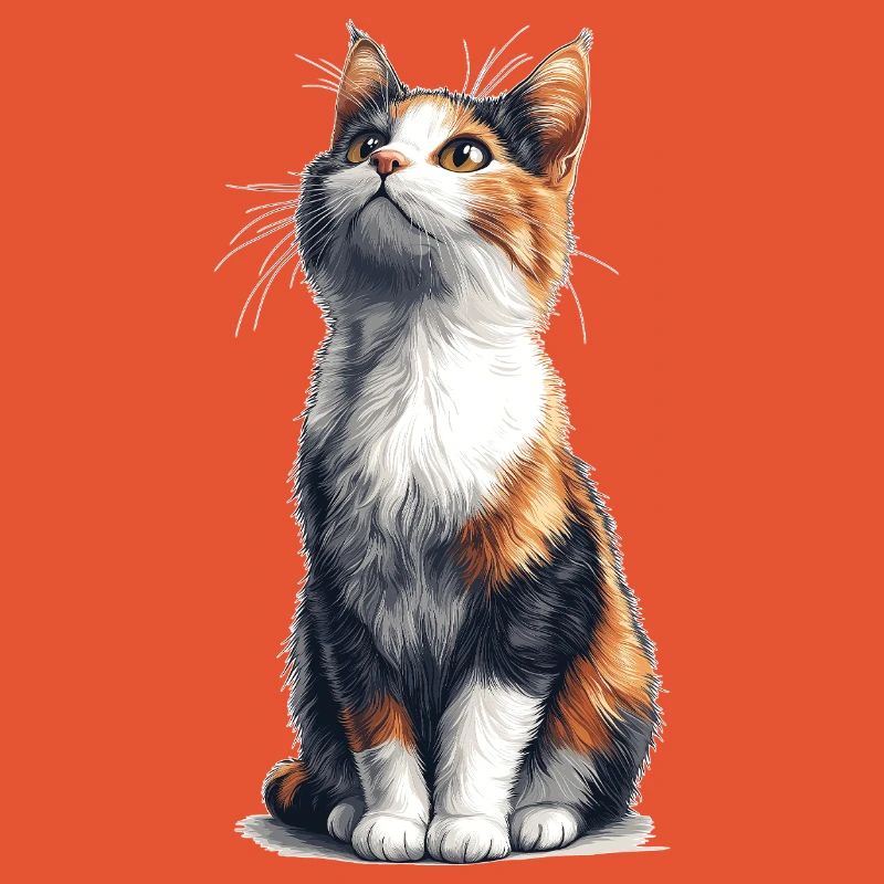 Bunte sitzende Comic Katze
