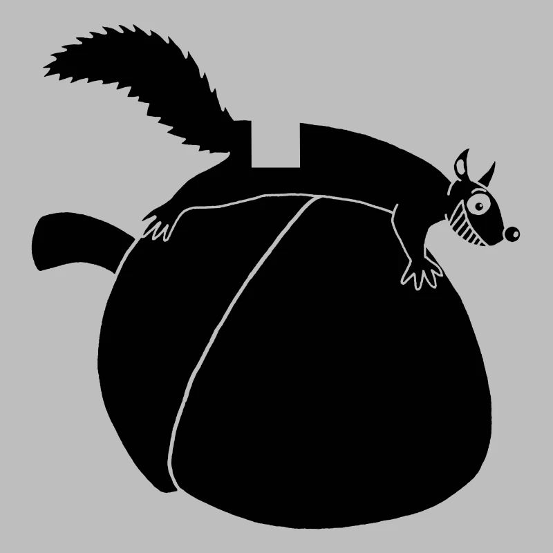 Das Eichhörnchen gegen die Eichel (schwarz)