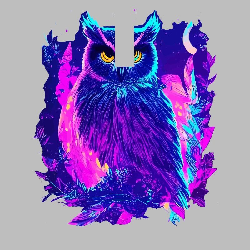 Neon leuchtende Eule Synthwave