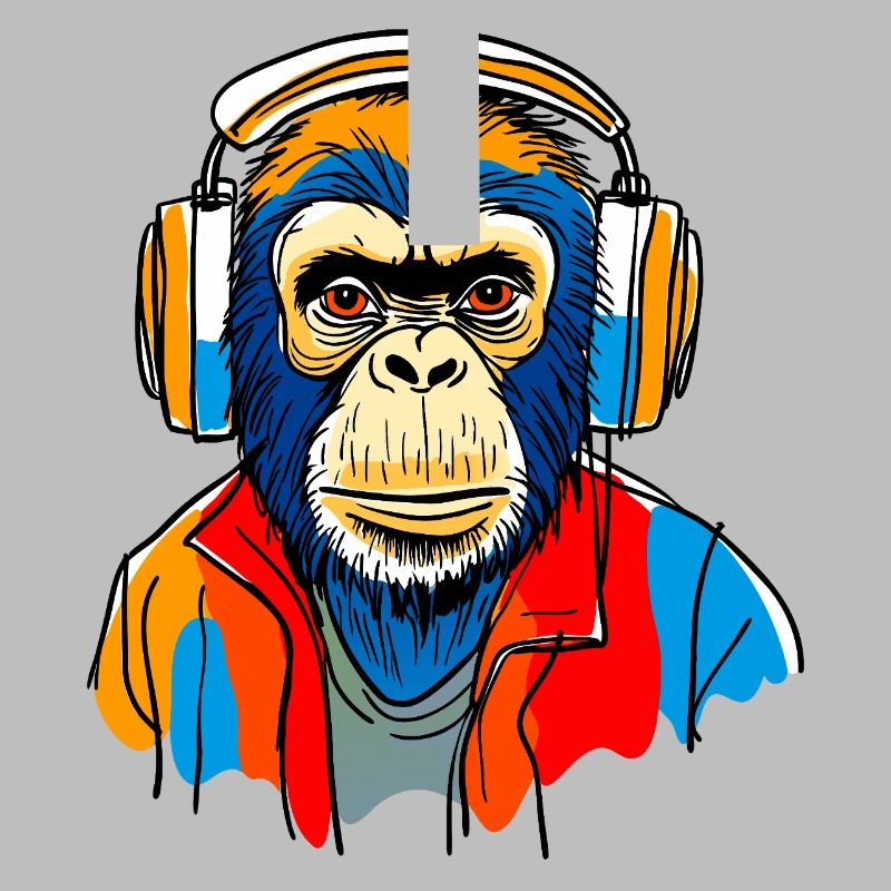 Affe mit Kopfhörern