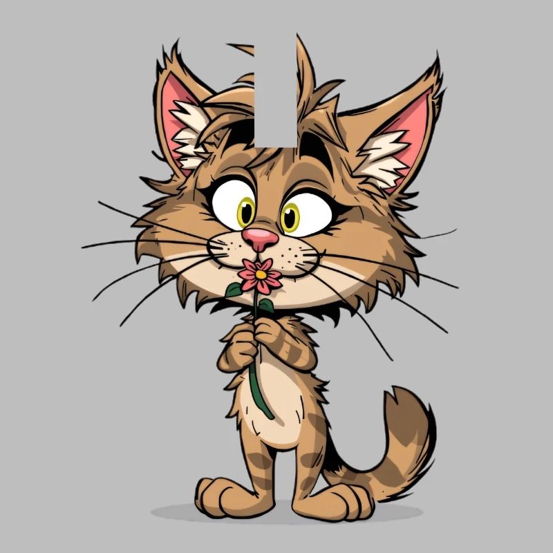 Chat mignon avec fleur