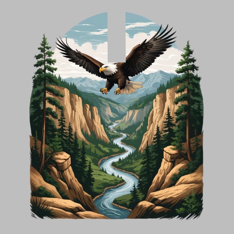 Eagle over gorge forest