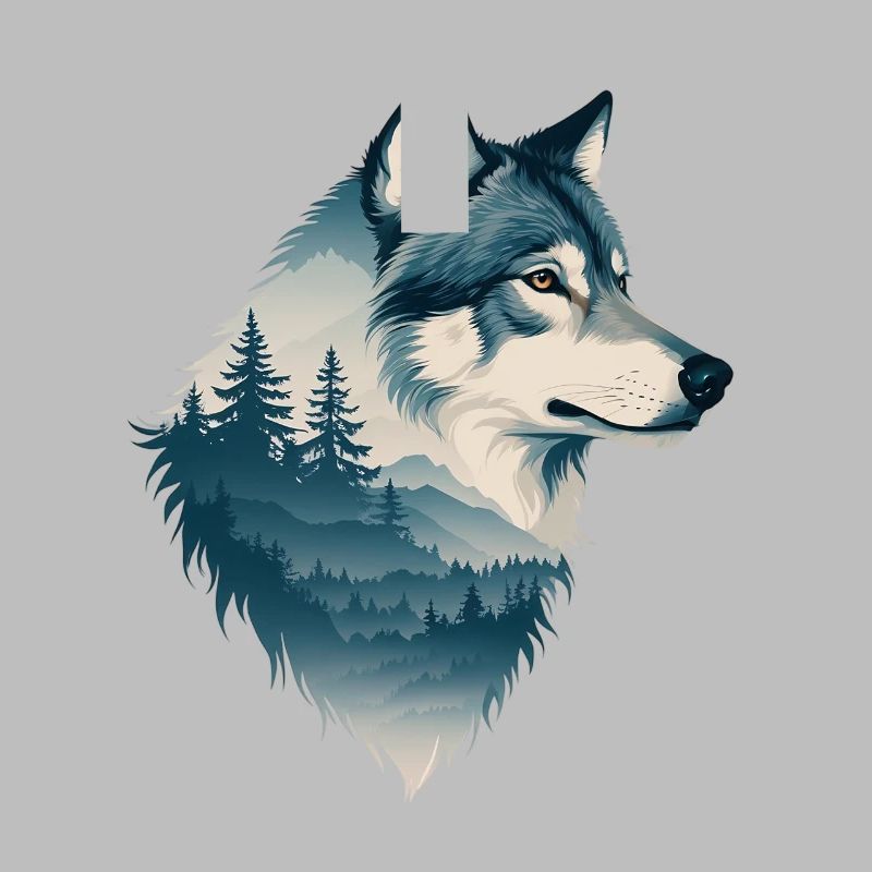 Blauer Wolf im Wald