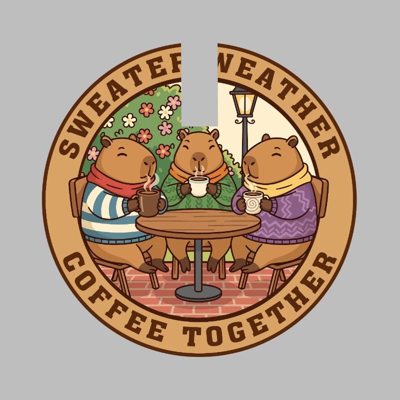 Sweat Capybara Temps Café ensemble