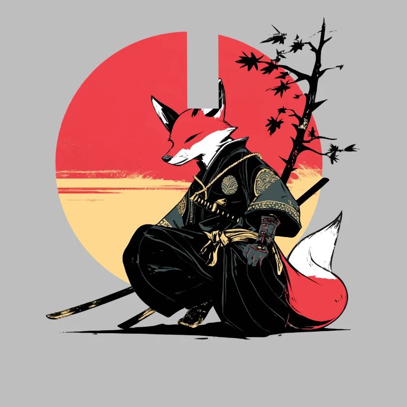 Fox Samurai au coucher du soleil