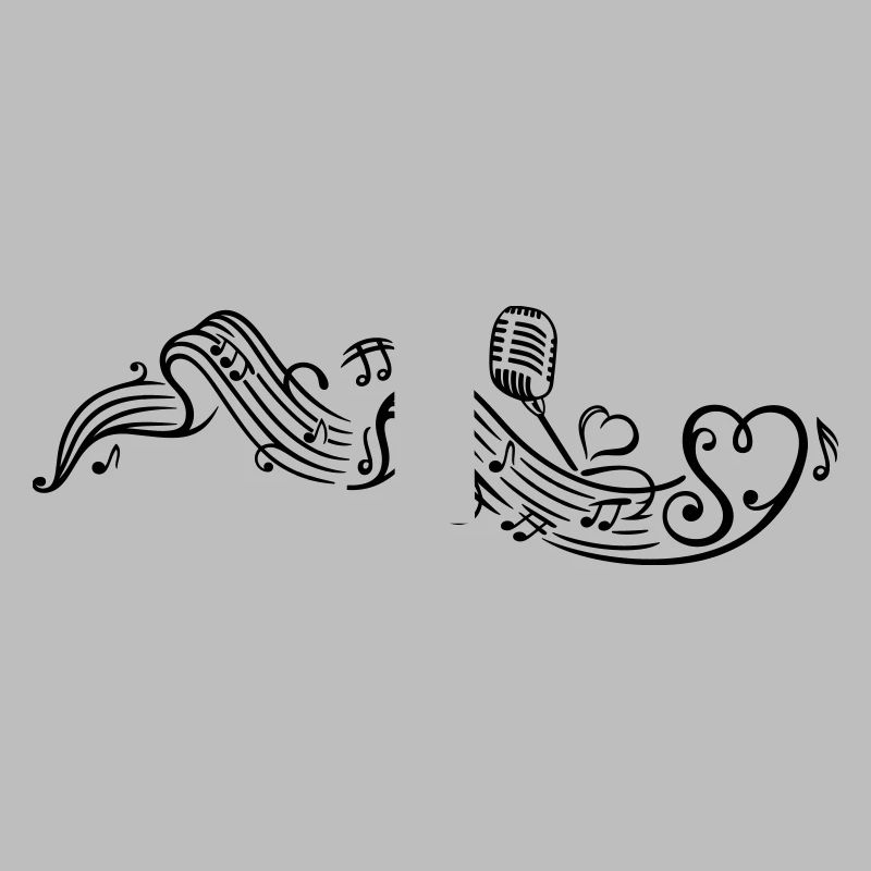 Notenblatt mit microphon, music, notes, clef