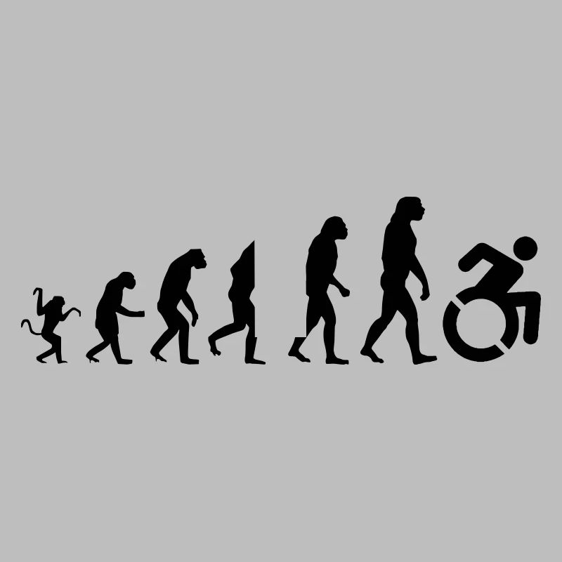 Evolution des Rollstuhls, der Rolle, des Humors *
