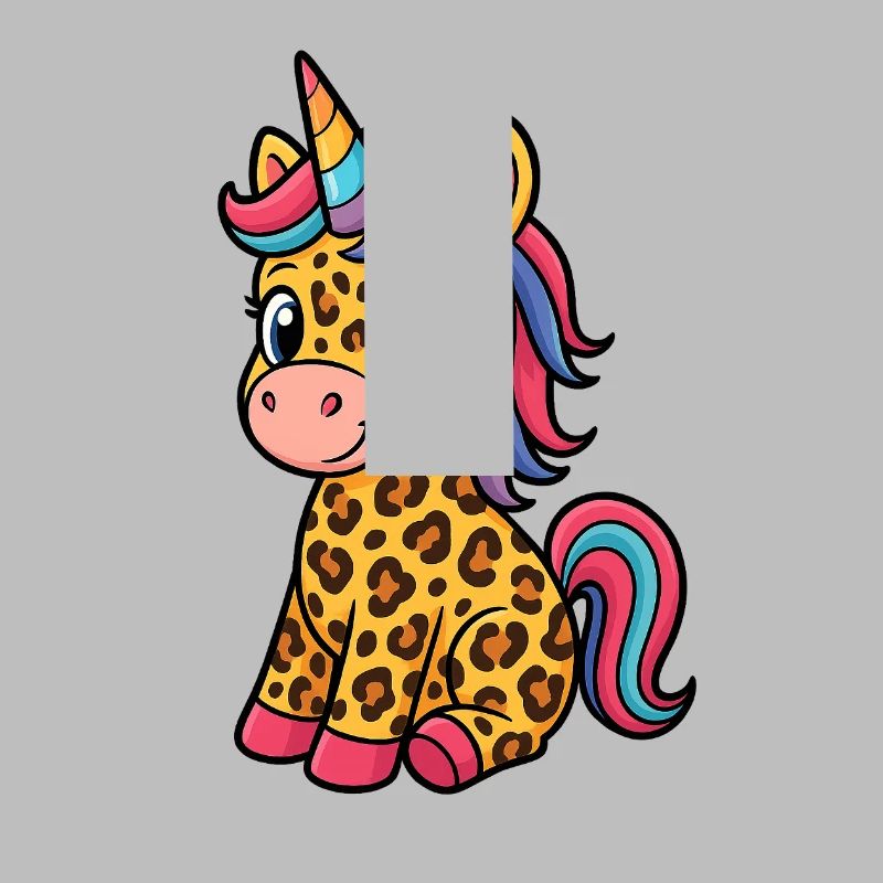 Licorne léopard - Conception de dessin animé mignon