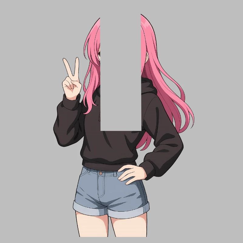 Anime-Mädchen mit rosa Kapuzenpullover