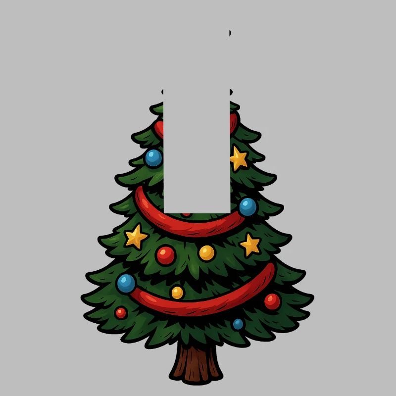 Comic-Weihnachtsbaum bunt geschmückt