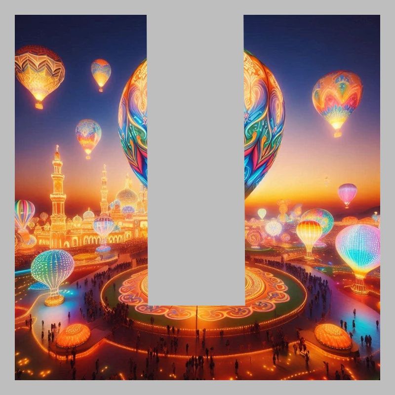 Ätherischer lumineszierender Heißluftballon