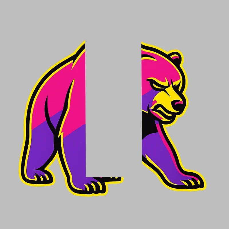 Neon Bär mit Kraft 