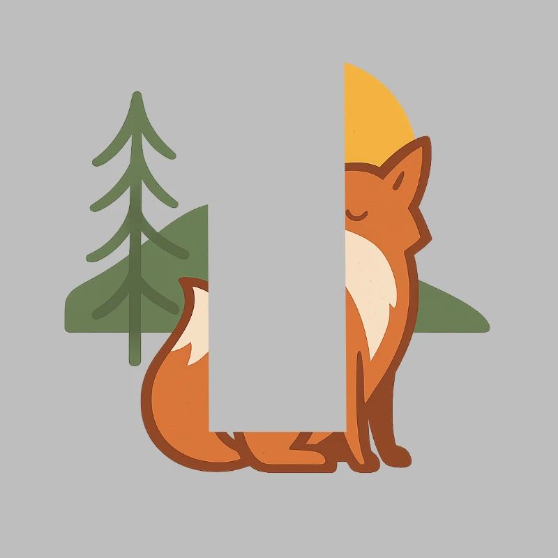 Forest fox at sunset