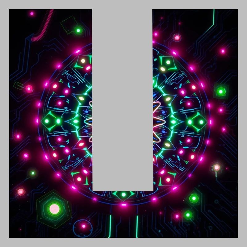 Neon Mandala Cyber Galaxy Pattern