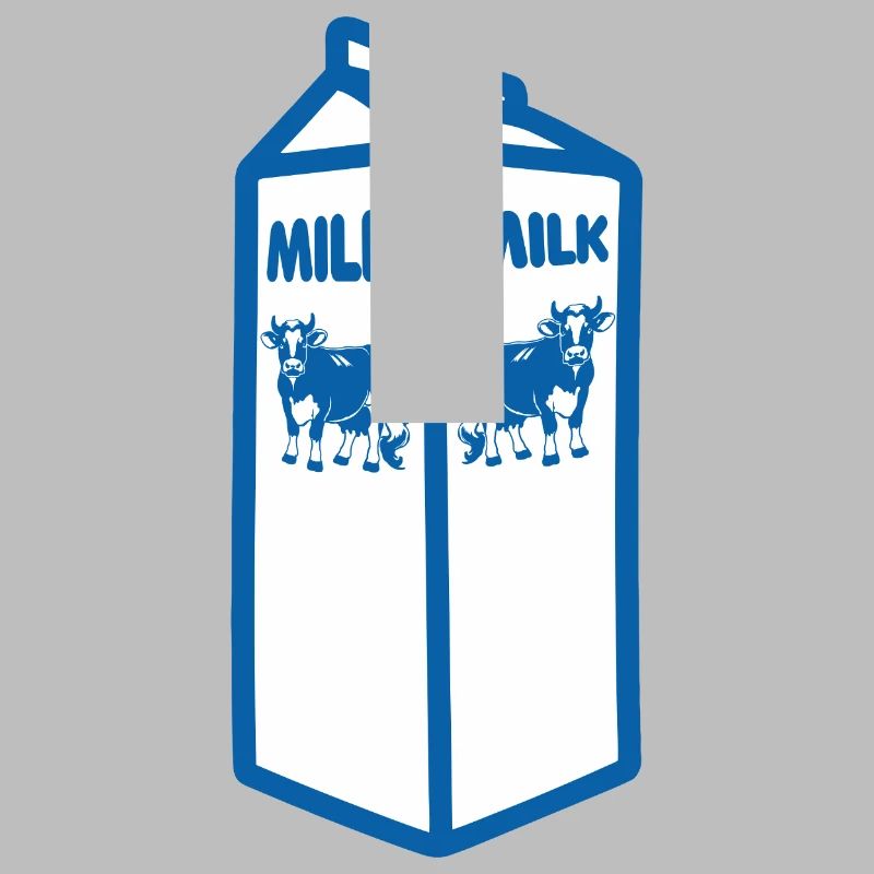 Blauer Milchkarton und Kuh-Design