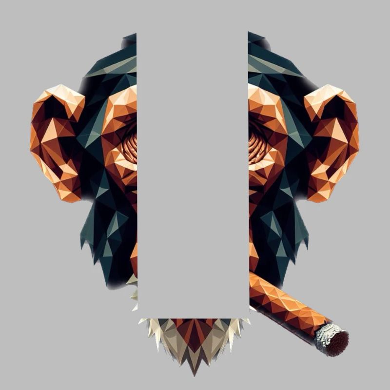 Ein Affe mit Zigarre im Polygon-Stil