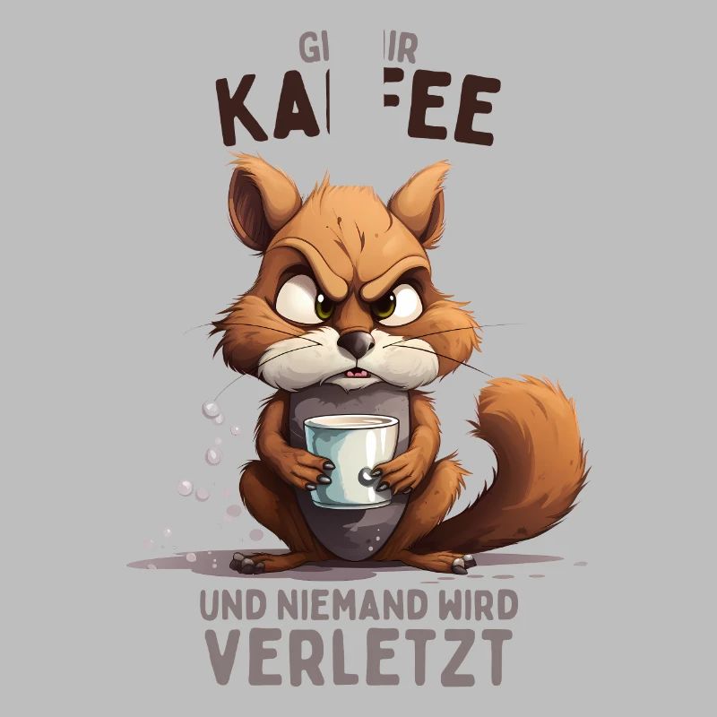 Wütendes Eichhörnchen mit Kaffee