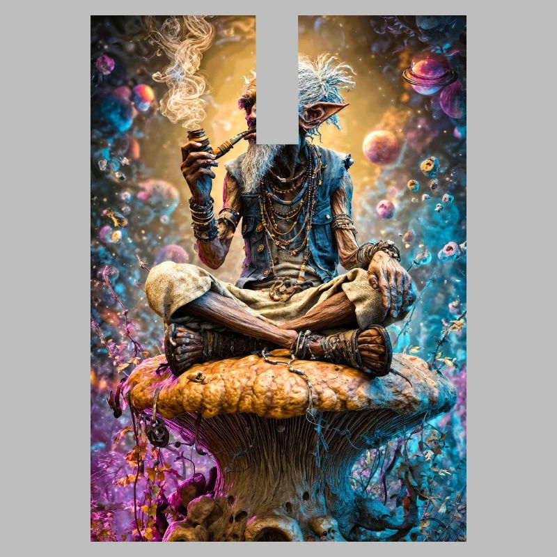 Psychedelic Goblin Sage on Mushroom