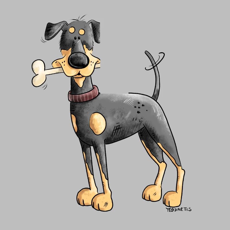 Dobermann Oder Pinscher mit Knochen
