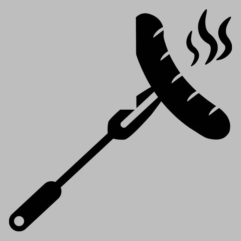 Wurst, Bratwurst auf einer Gabel zum Grillen